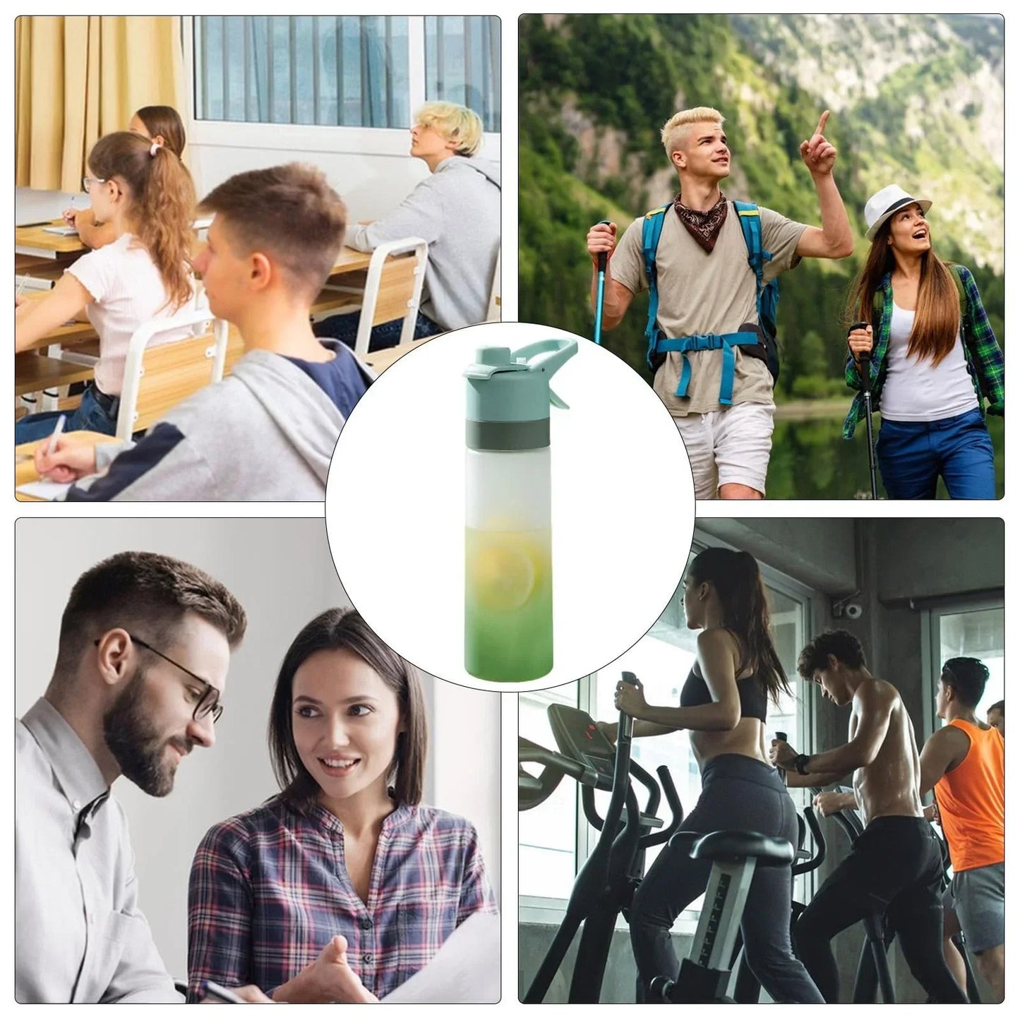 Gradient Frosted Straw Plastic Spray Mug Large Capacity Drinking Water Bottle Exercise Outdoor Sports Portable Handheld Cups