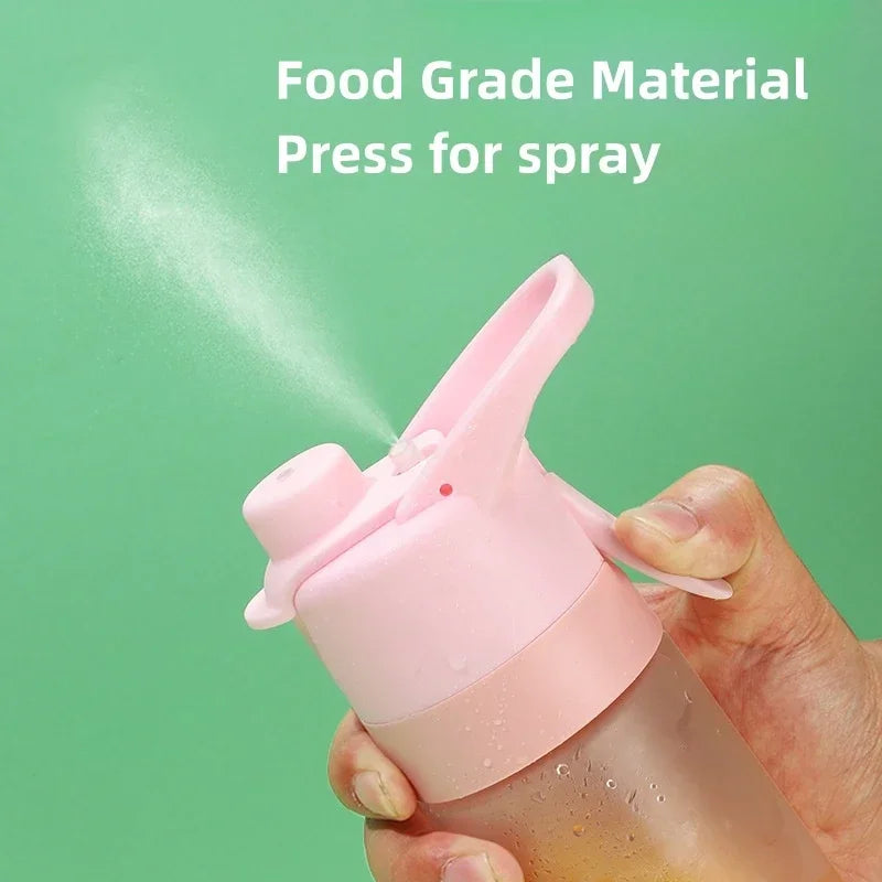 Gradient Frosted Straw Plastic Spray Mug Large Capacity Drinking Water Bottle Exercise Outdoor Sports Portable Handheld Cups