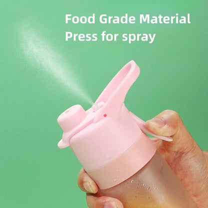 Gradient Frosted Straw Plastic Spray Mug Large Capacity Drinking Water Bottle Exercise Outdoor Sports Portable Handheld Cups