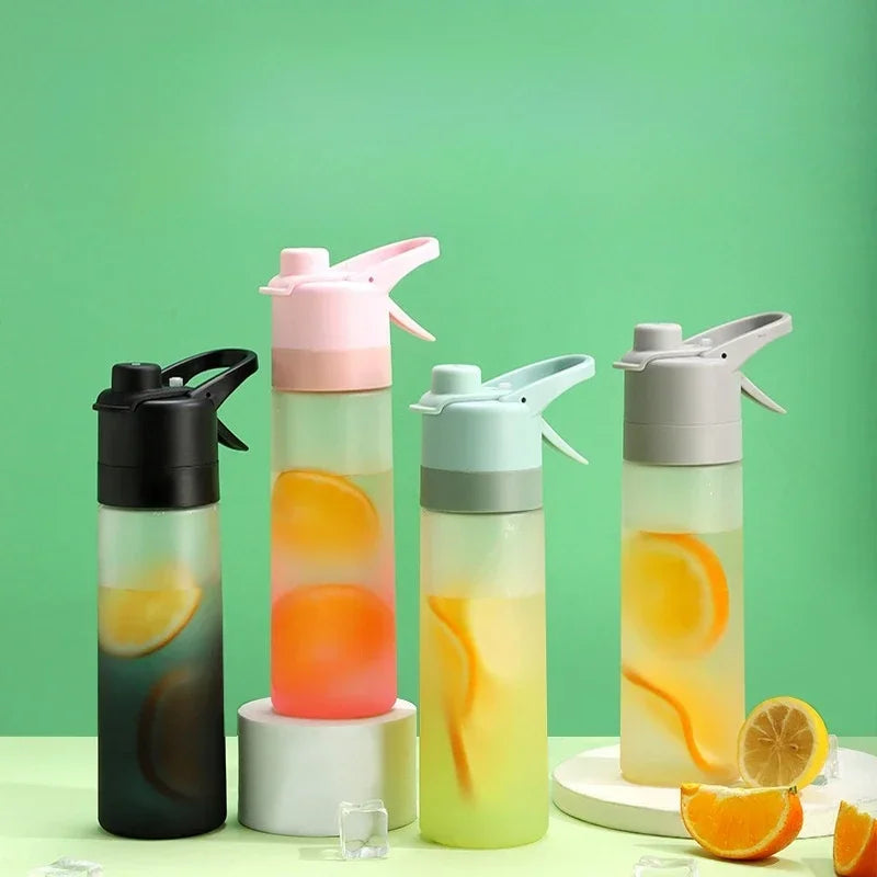 Gradient Frosted Straw Plastic Spray Mug Large Capacity Drinking Water Bottle Exercise Outdoor Sports Portable Handheld Cups