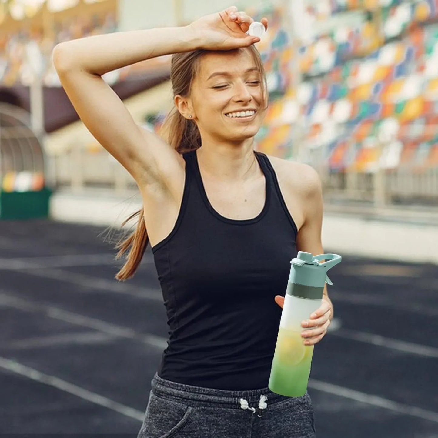 Gradient Frosted Straw Plastic Spray Mug Large Capacity Drinking Water Bottle Exercise Outdoor Sports Portable Handheld Cups