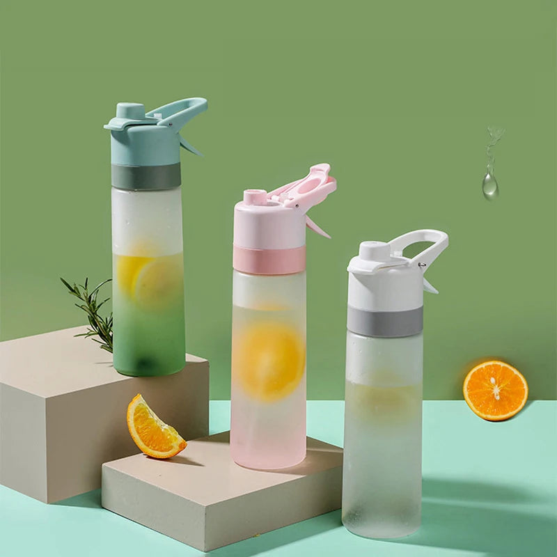 Gradient Frosted Straw Plastic Spray Mug Large Capacity Drinking Water Bottle Exercise Outdoor Sports Portable Handheld Cups