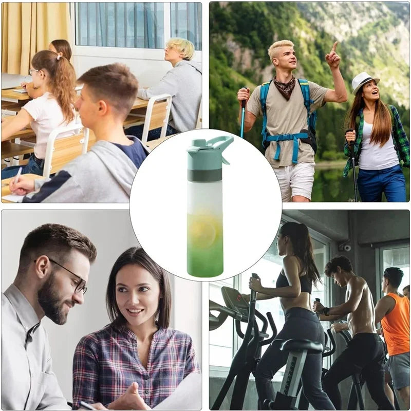 Gradient Frosted Straw Plastic Spray Mug Large Capacity Drinking Water Bottle Exercise Outdoor Sports Portable Handheld Cups