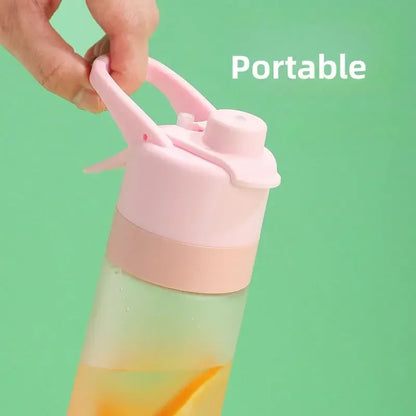 Gradient Frosted Straw Plastic Spray Mug Large Capacity Drinking Water Bottle Exercise Outdoor Sports Portable Handheld Cups