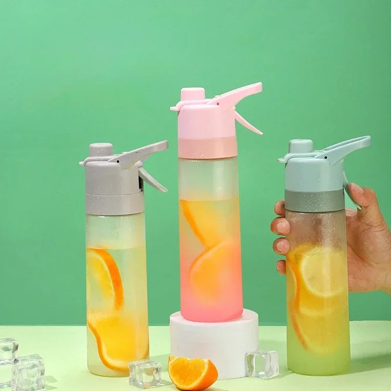 Gradient Frosted Straw Plastic Spray Mug Large Capacity Drinking Water Bottle Exercise Outdoor Sports Portable Handheld Cups